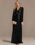 Long Sleeve V-Neck Evening Dress